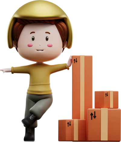 courier with package box 3d illustration